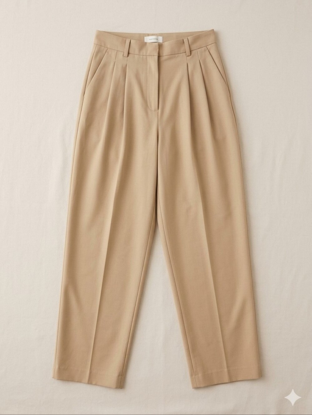 H&M Beige Tan Relax Leg Hight Waisted Pleated Front Slack Dress Trouser Pants 4